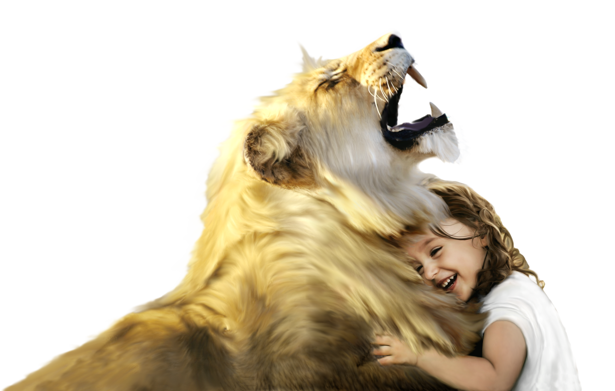 Lion and Girl Laughing